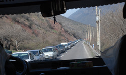 ترافیک در محور کرج ـ چالوس همچنان سنگین است